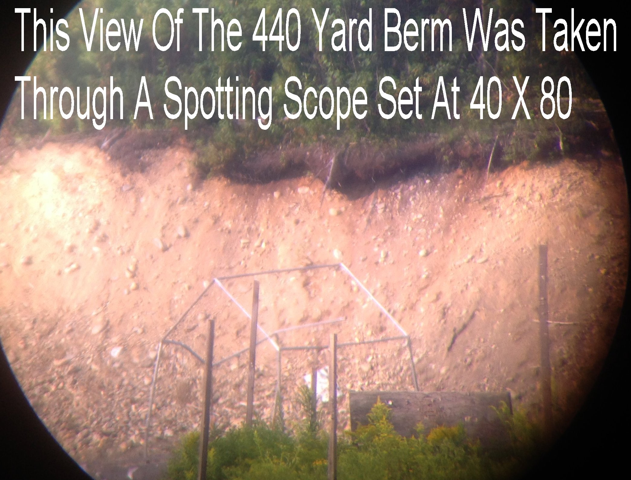 400 Yard Range from Shooter's Bench Looking Down Range Through Scope set at 40 x 80